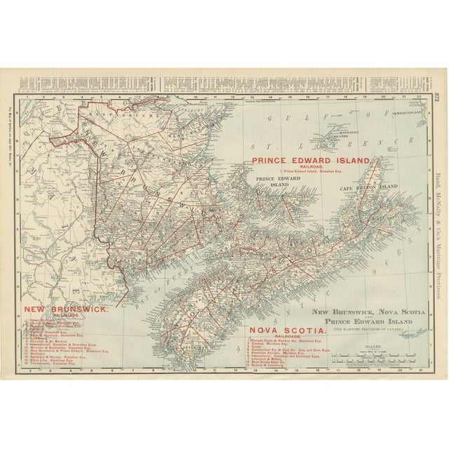 Antique Maritimes Map, New Brunswick, Nova Scotia and Prince Edward Island, 1899 For Sale - Image 12 of 12