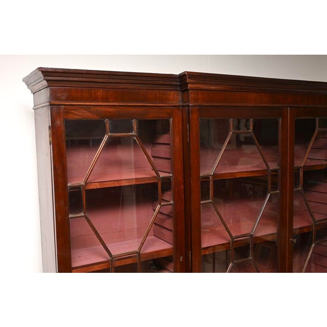 Antique Edwardian Breakfront Bookcase, 1900 For Sale - Image 6 of 11