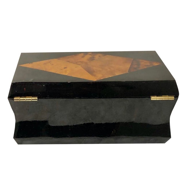 Brown 1970s Maitland Smith Lacquer and Inlaid Box For Sale - Image 8 of 9
