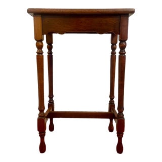 Late 20th Century English Style Solid Wood Side Table, Walnut Finish For Sale