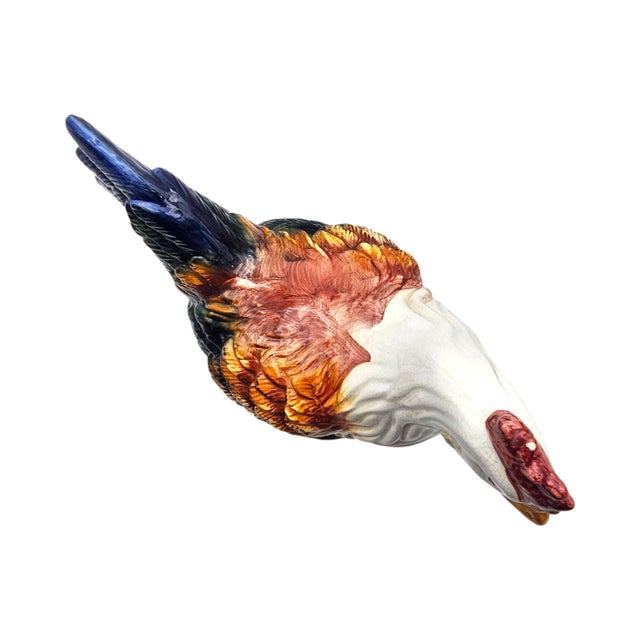 Ceramic Italian Ceramic Rooster & Hen Pair 20" | Hand-Painted Signed Italy For Sale - Image 7 of 16