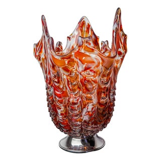 Red and White Vase in Murano Glass by Angelo Seguso, 1960 For Sale