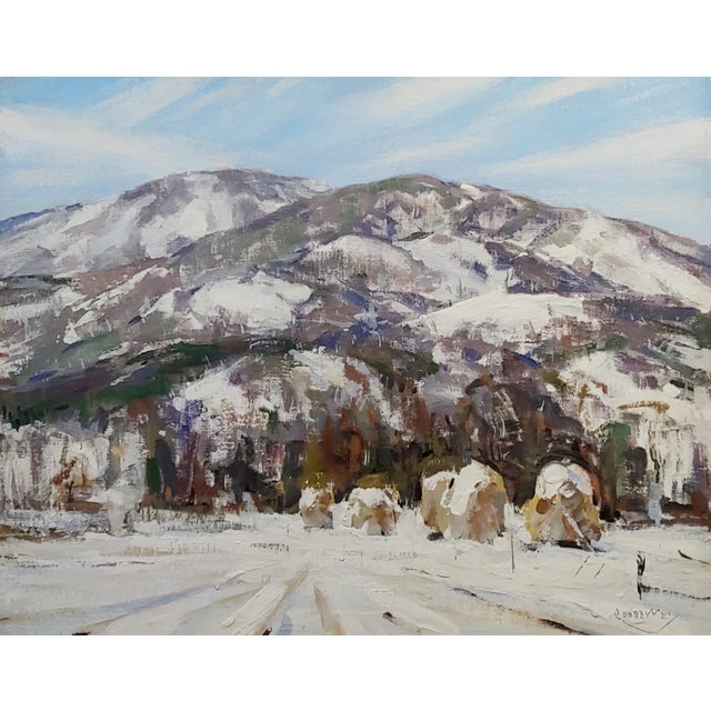 Beaux-Arts Jay Hall Connaway -1930s Snow in Vermont Haystack Mountain-Oil Painting For Sale - Image 3 of 8
