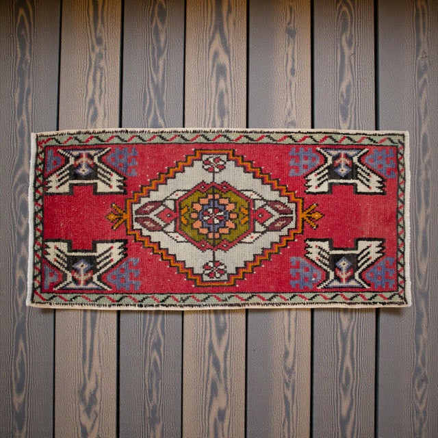 Mid-Century Modern Hand Knotted Door Mat, Entryway Rug, Bath Mat, Kitchen Decor, Small Rug, Turkish Rug - 1'7" X 3'3" For Sale - Image 3 of 13