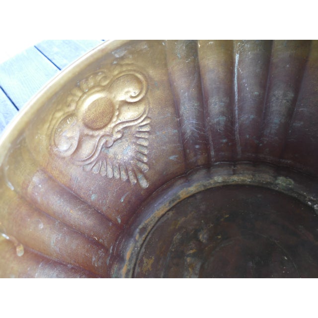 Metal Vintage Large Brass Sculpted Lidded Pot For Sale - Image 7 of 12