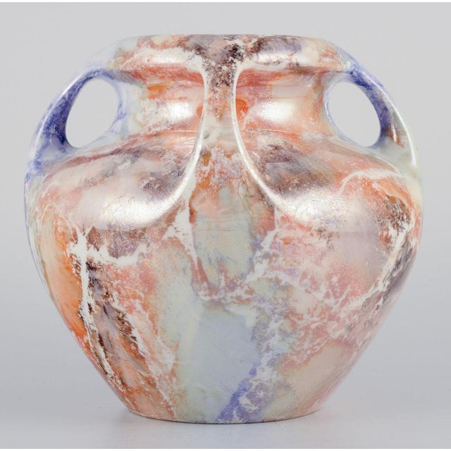 Art Deco Marmor Vase in Ceramic with Marble Decoration from Arabia, Finland, 1920s For Sale - Image 6 of 8