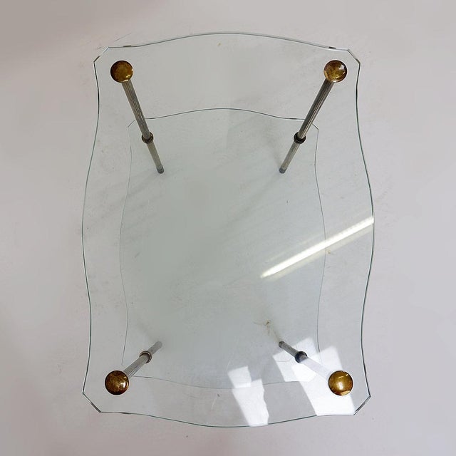 Brass Side Table with Double Glass Top in the style of Maison Jansen, 1940 For Sale - Image 12 of 16