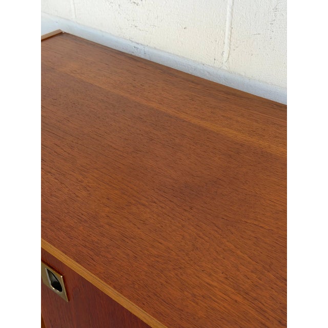 Brown Small Teak Sliding-Door Sideboard Credenza Danish Mid-Century Modern 1960s For Sale - Image 8 of 10