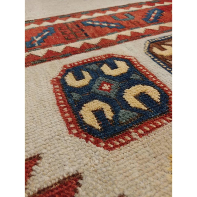 Antique Karachov Kazak Carpet, Handmade Wool, Pale Blue, Rust, Ivory, Geometric For Sale - Image 11 of 18