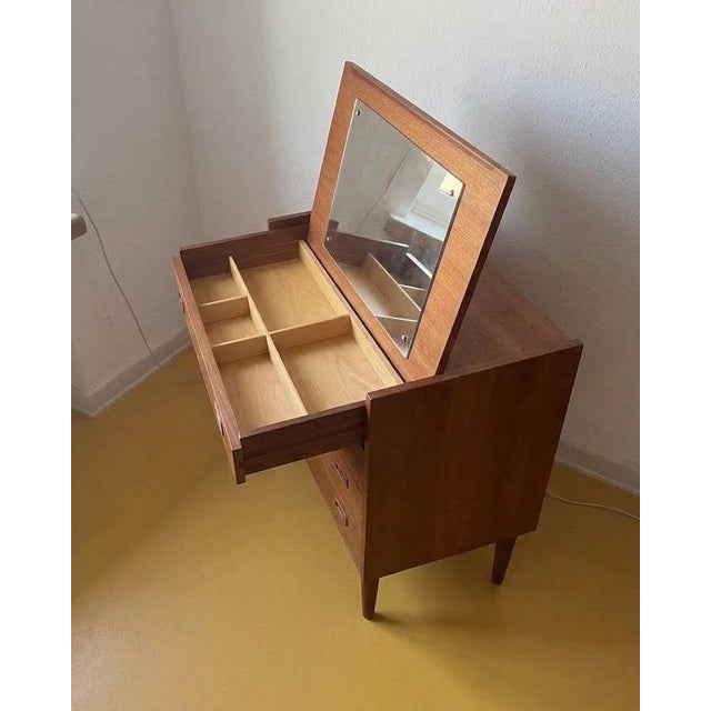 1950s Danish Teak Dressing Table with Mirror, 1950s For Sale - Image 5 of 5