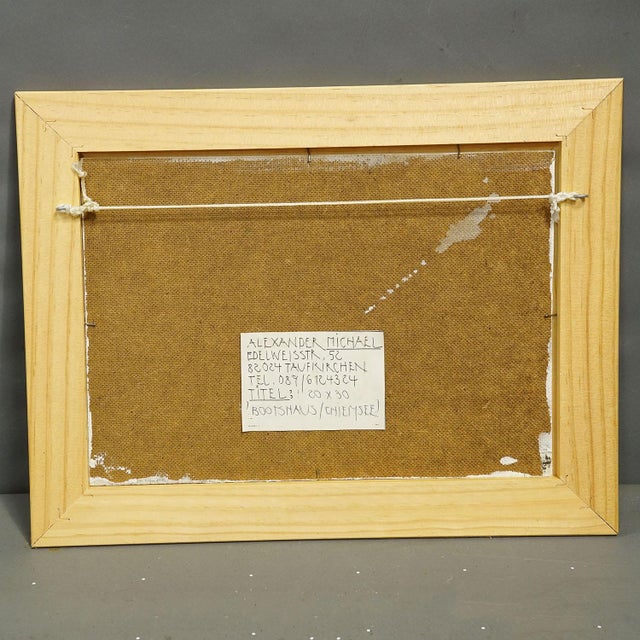 Oil Painting by Alexander Michael - Boathouse, Lake Chiemsee, 1994 For Sale - Image 6 of 7