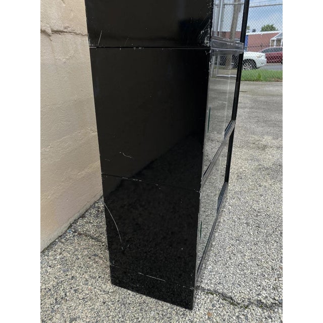 Late 20th Century Globe Wernicke Steel Metal Glass Sliding Door 3 Section Stacking Bookcase For Sale - Image 11 of 12