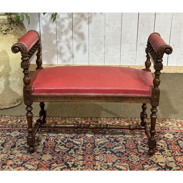 Wood Breton Piano Stool in Walnut, 1930s For Sale - Image 7 of 8