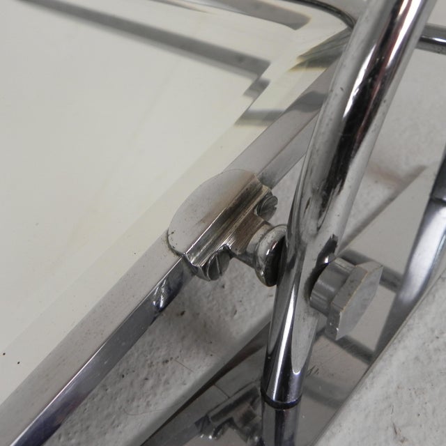 Silver Art Deco Wall Coat Rack with Adjustable Faceted Mirror in Chrome Frame, 1930s For Sale - Image 8 of 14