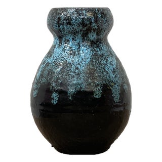 Blue and Black Ceramic Vase in Chamotte Clay from Accolay, 1960s For Sale