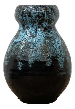 Blue and Black Ceramic Vase in Chamotte Clay from Accolay, 1960s