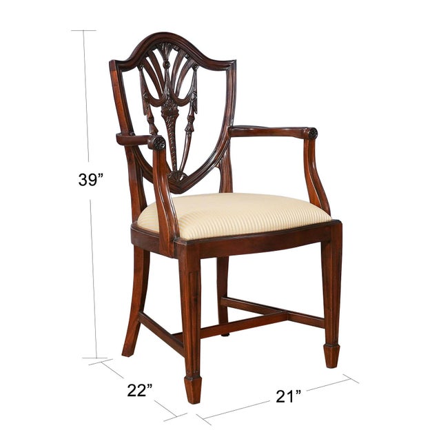 These Drape Carved Shield Back Chairs by Niagara Furniture are sold as a set of 10, featuring two arm chairs and 8 side...