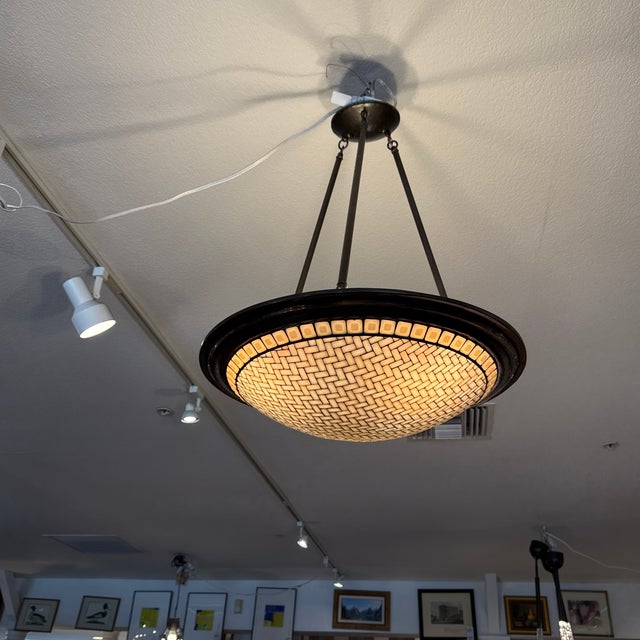Hilliard Lamps Woven Dome Tiled Pendant For Sale In San Francisco - Image 6 of 12