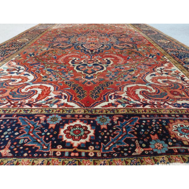 Antique Persian Heriz Rug 11'x 8'3" For Sale - Image 9 of 13