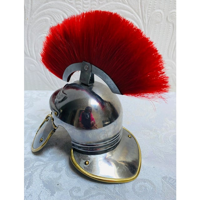 Red Antique 1900s Miniature Roman Helmet Galea Paperweight For Sale - Image 8 of 12