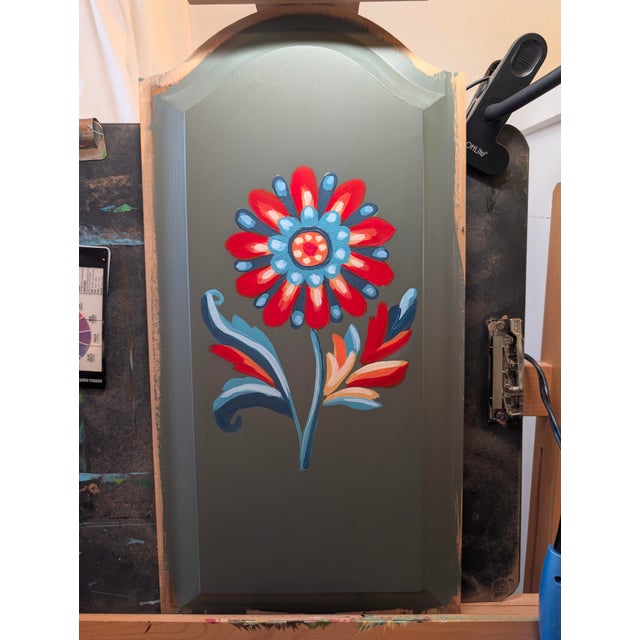 Hand Painted Vintage 1970s St. John’s Table Co. Hand-Painted Green China Hutch | One-of-a-Kind Art Furniture For Sale - Image 15 of 18
