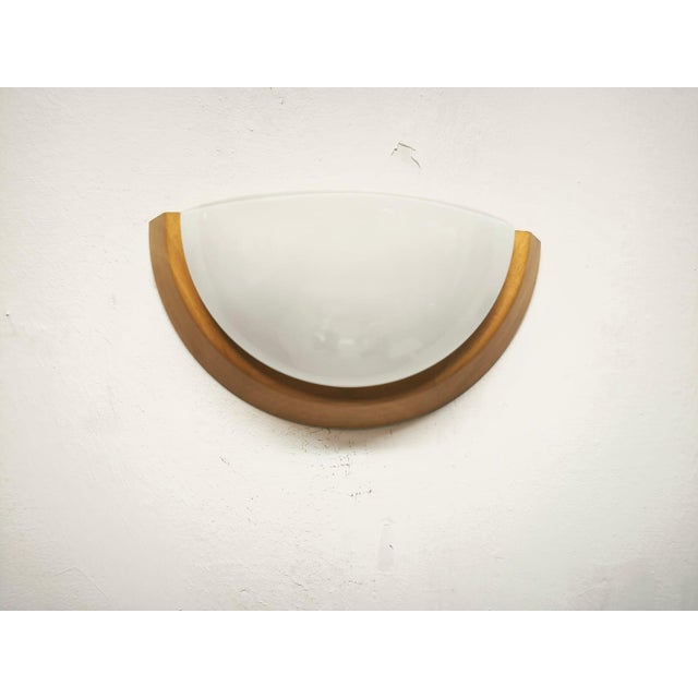 Mid-Century Modern Ash Wall Lamp with Glossy White Glass, 1980s For Sale - Image 3 of 7