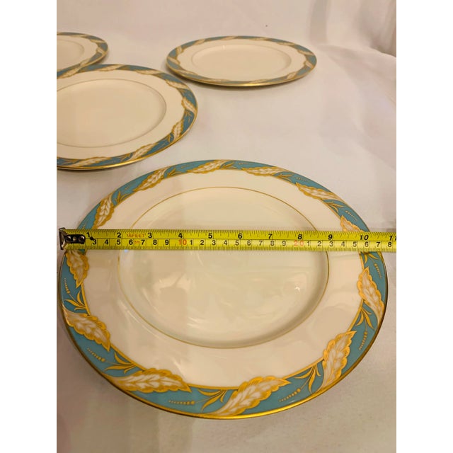 Late 20th Century Lenox "Bellevue" Sea Green Dinner Plates - Set of 5 For Sale - Image 9 of 10