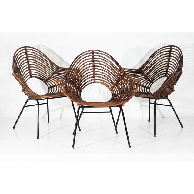 Vintage Italian Armchairs, 1950s, Set of 5 For Sale - Image 3 of 6