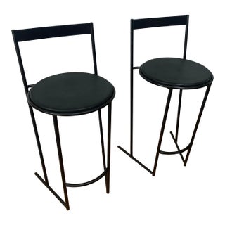 Emilio Nanni Fly Line Postmodern “Musmé” Counter Height Stools - A Pair For Sale