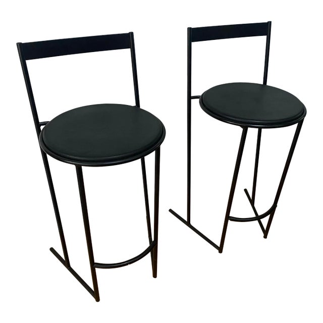 Emilio Nanni Fly Line Postmodern “Musmé” Counter Height Stools - A Pair For Sale