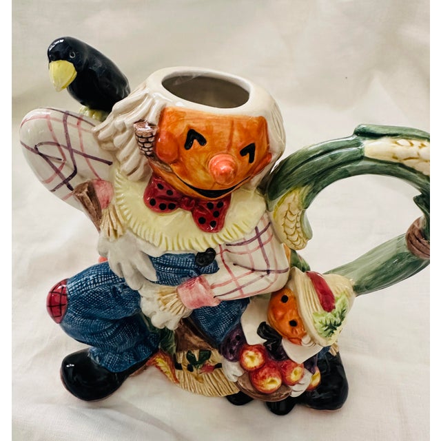 Fitz and Floyd Fitz & Floyd "Harvest" Scarecrow Tea Pot For Sale - Image 4 of 8