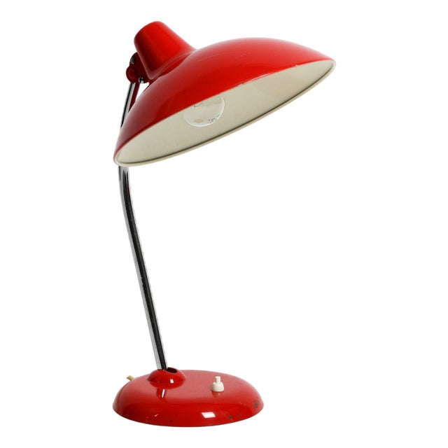 Red Metal Table Lamp Model 6786 from Kaiser Idell, 1960s For Sale