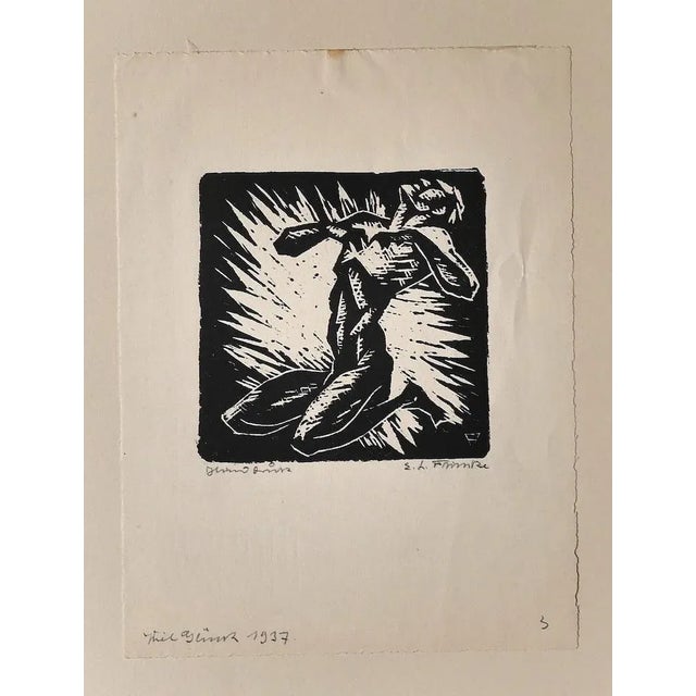 Suffering- Original Woodcut on Paper by Erikma Lawson Frimke - 1937 1937 For Sale - Image 3 of 3