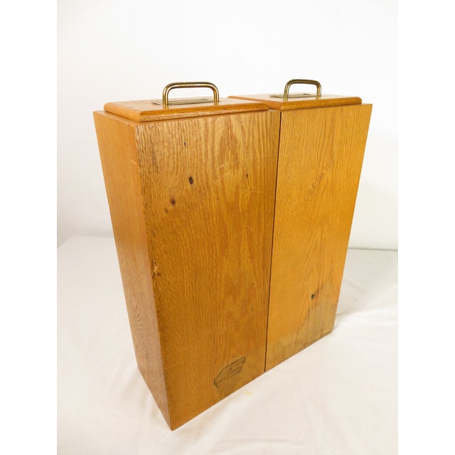 Industrial Oak Wood 2 Drawer Card Catalog Index File Cabinet Library Recipe Storage For Sale - Image 13 of 13