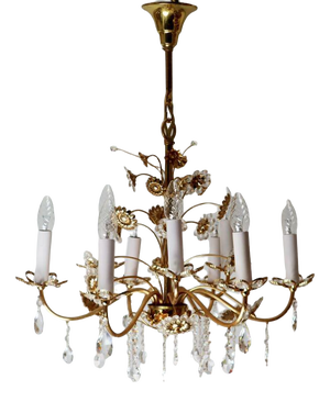Gold Crystal Flower Chandelier from Palwa