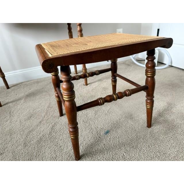 Mid-Century L. Hitchcock Stenciled Writing Desk & Matching Caned Bench – 2-Piece Set For Sale - Image 11 of 16