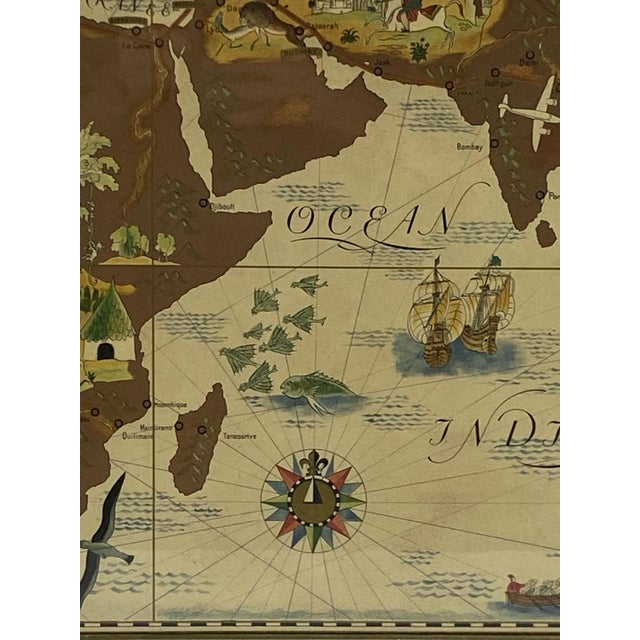 Glass Air France Nova and Vetera Poster Map by Lucien Boucher, Paris, France, 1939 For Sale - Image 7 of 18