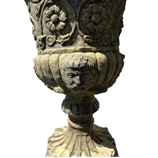 Italian Renaissance Stone Campana Garden Urns, Set of 2 For Sale - Image 3 of 10