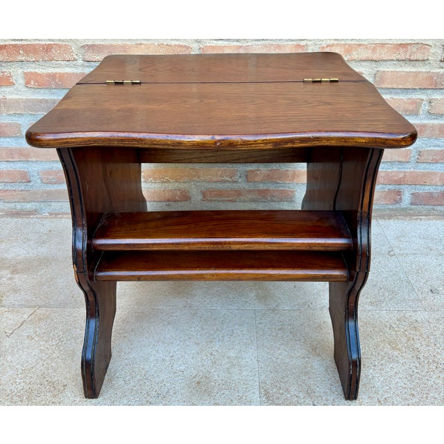 Spanish Wood Library Step Chair, Mid 20th Century For Sale - Image 4 of 17