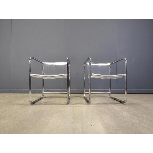 Acrylic Glass and Tubular Chrome Armchairs, 1970s, Set of 2 For Sale - Image 10 of 14