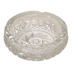 Vintage Waterford Style Heavy Pinwheel Star Crystal Cut Glass Ashtray Bowl Vide Poche