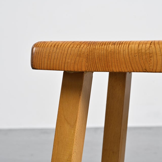 Wood Vintage Stool by Charlotte Perriand, France, 1980s For Sale - Image 7 of 11