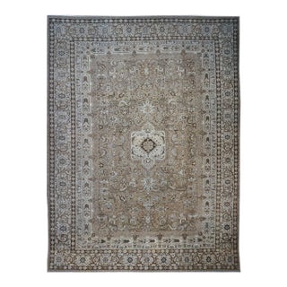 Antique Persian Tabriz Wool 15x20 Ivory, Gray, & Tan Handmade Oversized Area Rug #1142580 For Sale