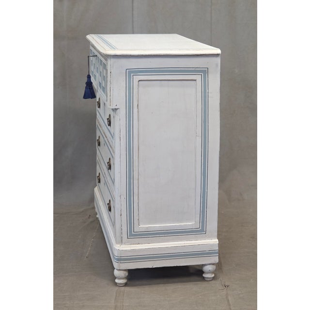 Antique 19th C. Painted Pine Dresser Chest of Drawers With Greek Key Motif For Sale - Image 16 of 17