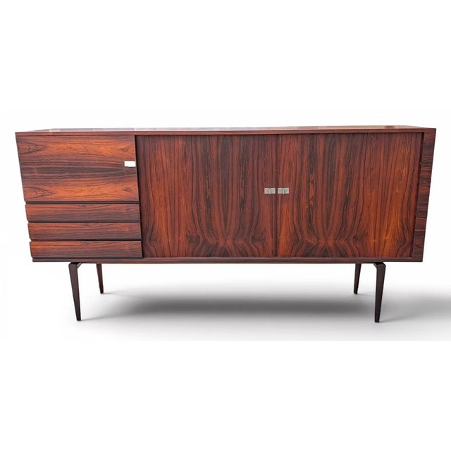 1950s 1950s Large H.W. Klein by Bramin Sideboard / Credenza W Tambour Doors, Attributed For Sale - Image 5 of 8