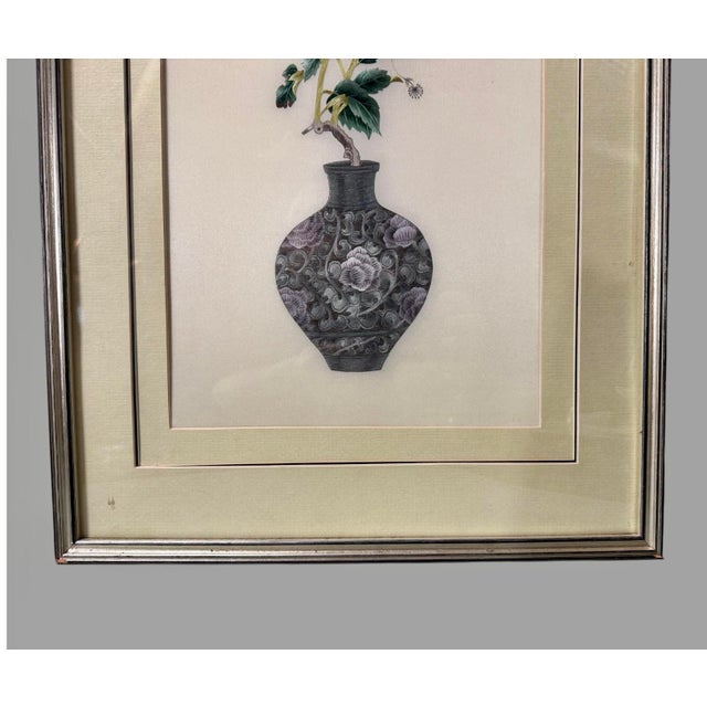 Chinese Vintage Chinese Still Life Silk Embroidery Needlework Potted Flower in a Vase For Sale - Image 3 of 6