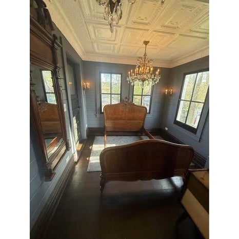 Antique Tiger Oak Full-Size Bed French Louis XV For Sale - Image 9 of 10