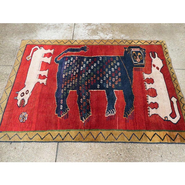 Tribal Galerie Shabab Collection Mid-20th Century Persian Pictorial Shiraz Rug For Sale - Image 3 of 6