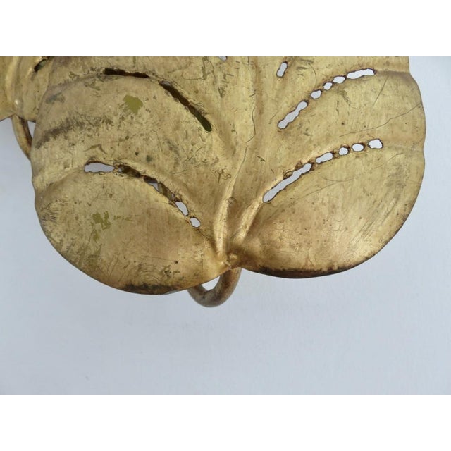 Gold Leaf Wall Sconce in Gold-Tone Metal, 1970s For Sale - Image 3 of 10