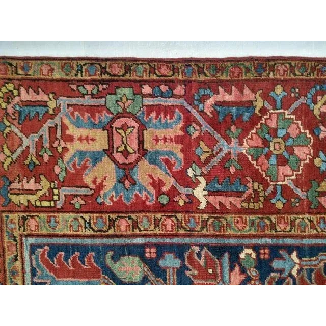 1920s Vintage Antique Persian Heriz Rug - 9'5" X 11'5" For Sale - Image 4 of 7